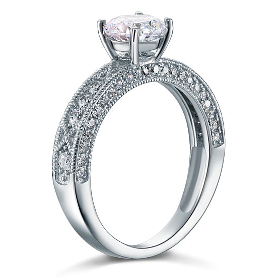 Vintage Style 1.25 Carat Simulated Diamond Solid 925 Sterling Silver Bridal Wedding Engagement Ring Jewelry XFR8110