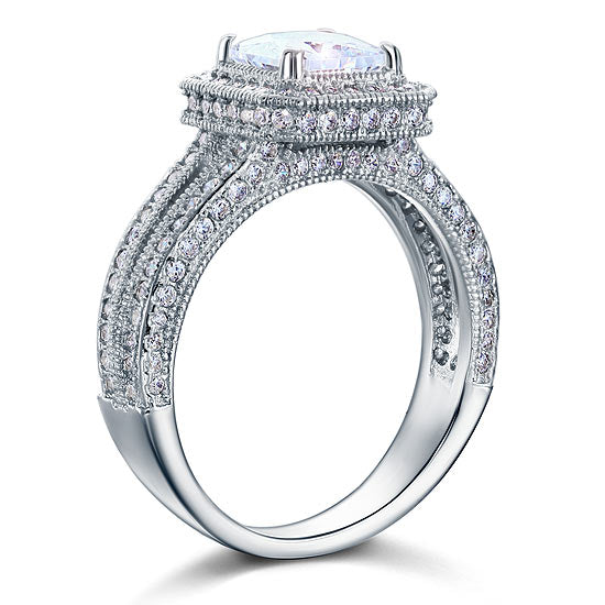 Vintage Style 1.5 Carat Simulated Diamond Solid 925 Sterling Silver Bridal Wedding Engagement Ring  XFR8111