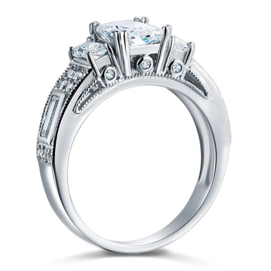 Simulated Diamond 925 Sterling Silver Ring Vintage Style XFR8114