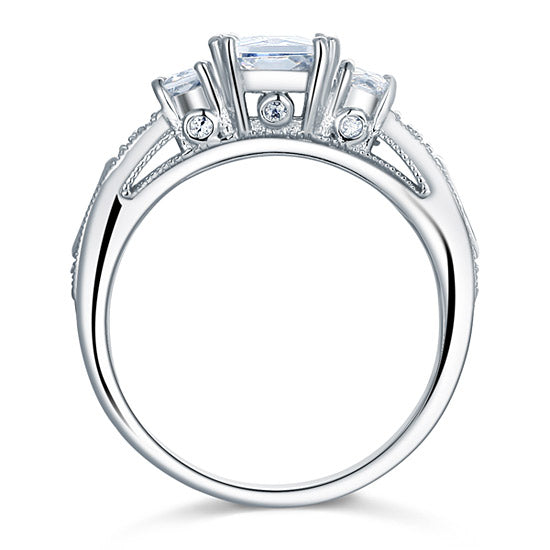 Simulated Diamond 925 Sterling Silver Ring Vintage Style XFR8114