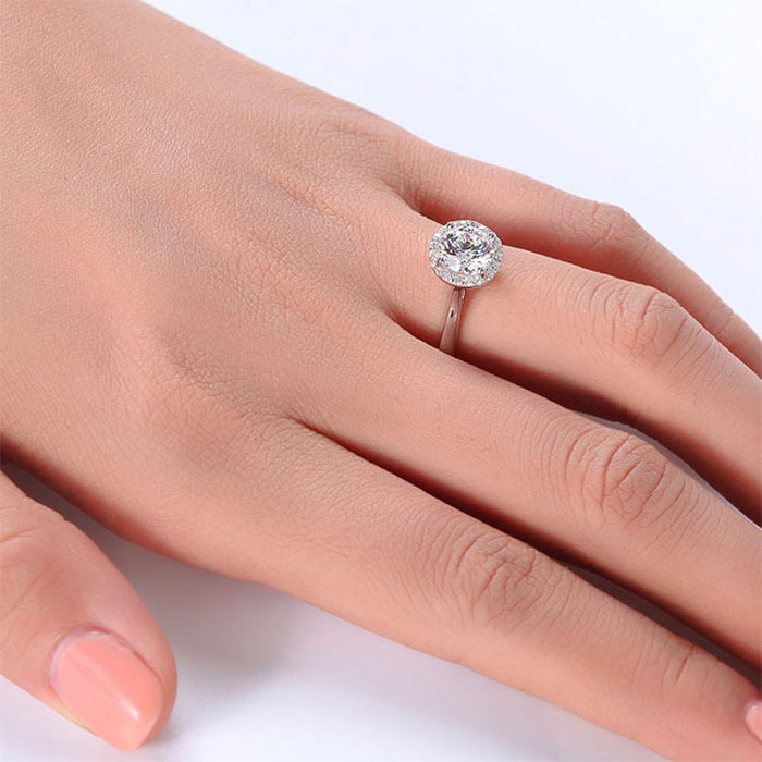 Solid 925 Sterling Silver Engagement Promise Ring Halo XFR8120