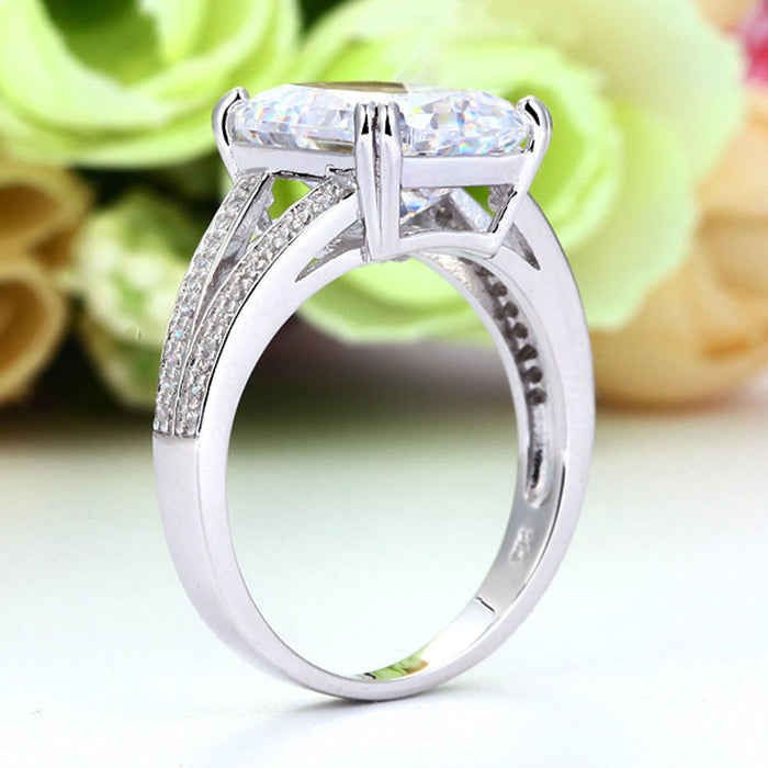 Solid 925 Sterling Silver Luxury Ring Anniversary 6 Carat Simulated Diamante XFR8152