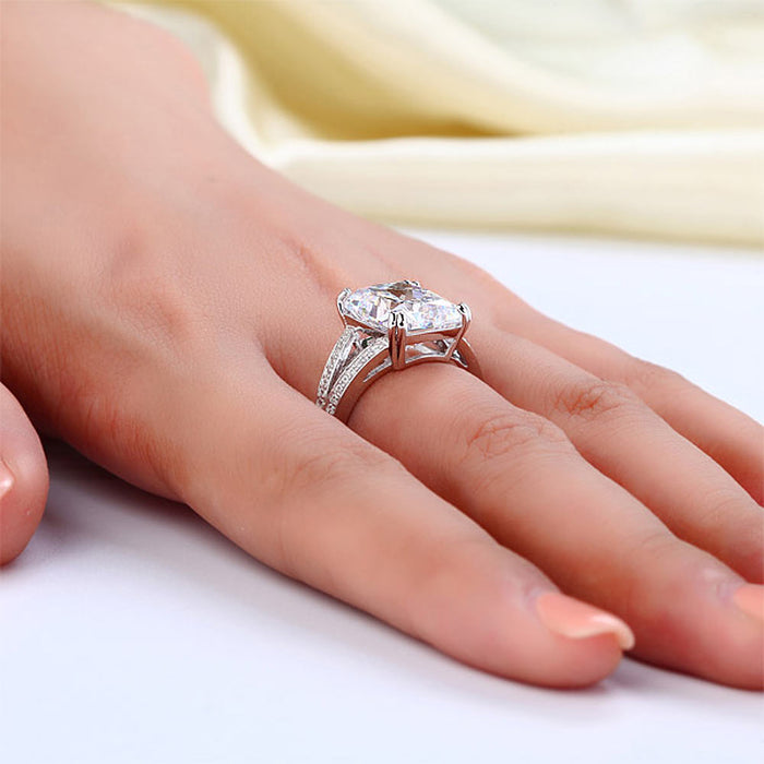 Solid 925 Sterling Silver Luxury Ring Anniversary 6 Carat Simulated Diamante XFR8152