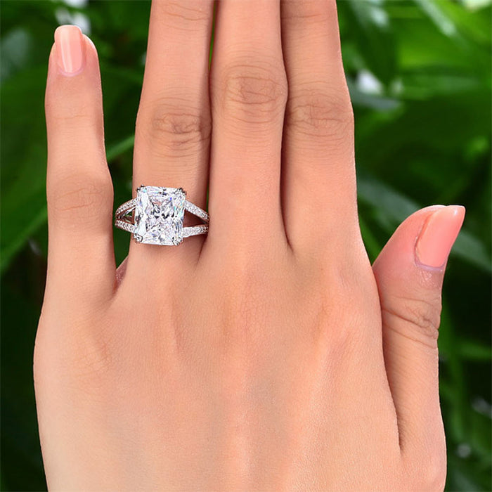 Solid 925 Sterling Silver Luxury Ring Anniversary 6 Carat Simulated Diamante XFR8152