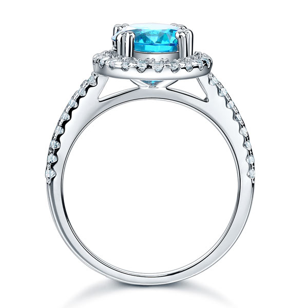 925 Sterling Silver Wedding Engagement Halo Ring 2 Carat Fancy Blue Simulated Diamond XFR8200