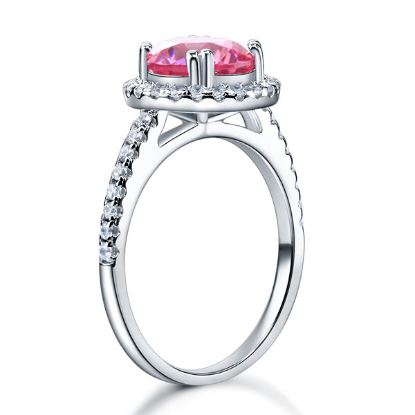 925 Sterling Silver Wedding Engagement Halo Ring 2 Carat Fancy Pink Simulated Diamond XFR8201