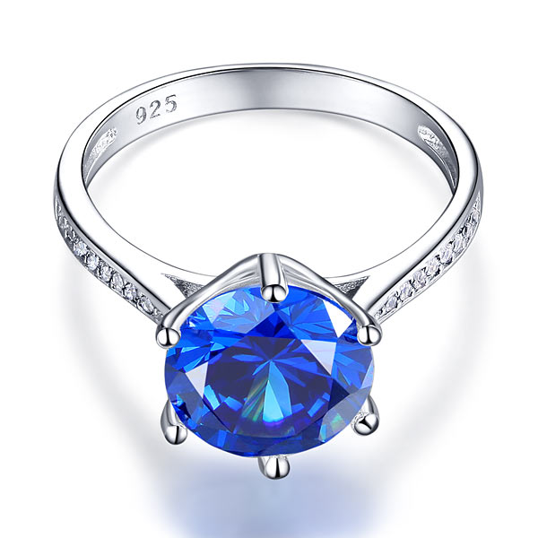 925 Sterling Silver Wedding Engagement Ring 3 Carat Blue Simulated Diamond Jewelry XFR8211