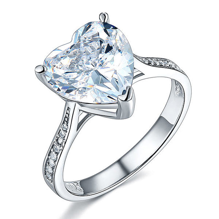 925 Sterling Silver Bridal Engagement Ring 3.5 Carat Heart Simulated Diamond Jewelry XFR8215