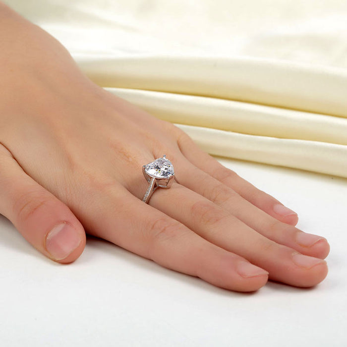 925 Sterling Silver Bridal Engagement Ring 3.5 Carat Heart Simulated Diamond Jewelry XFR8215