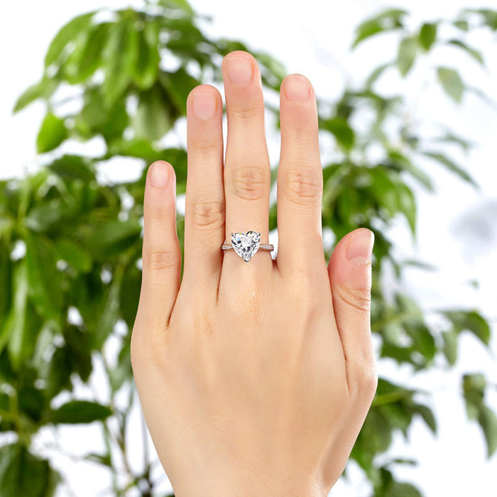925 Sterling Silver Bridal Engagement Ring 3.5 Carat Heart Simulated Diamond Jewelry XFR8215