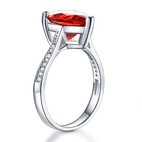 925 Sterling Silver Bridal Ring 3.5 Carat Heart Ruby Red Simulated Diamond Jewelry XFR8217