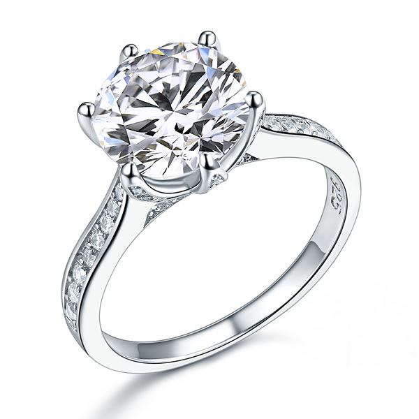 925 Sterling Silver Luxury Wedding Engagement Ring 3 Carat Simulated Diamond Jewelry XFR8228