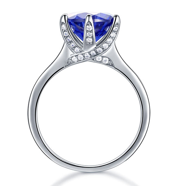 925 Sterling Silver Engagement Luxury Ring 3 Carat Blue Simulated Tanzanite Jewelry XFR8229