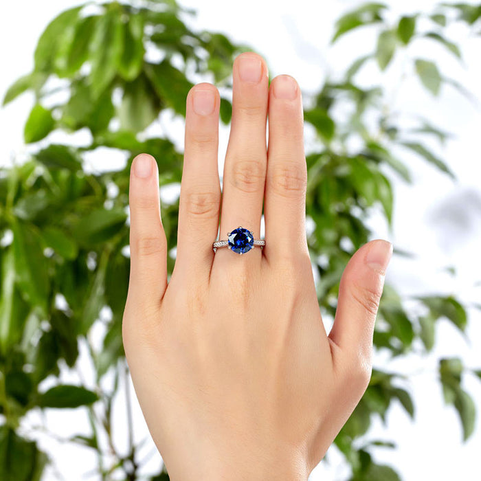 925 Sterling Silver Engagement Luxury Ring 3 Carat Blue Simulated Tanzanite Jewelry XFR8229