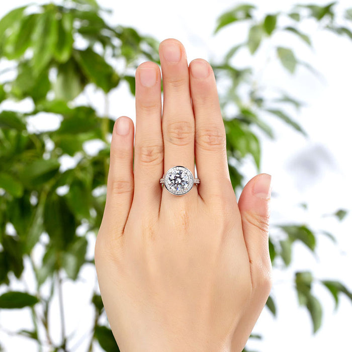 Luxury 925 Sterling Silver Wedding Anniversary Engagement Ring Halo 3.5 Ct Simulated Diamond XFR8235