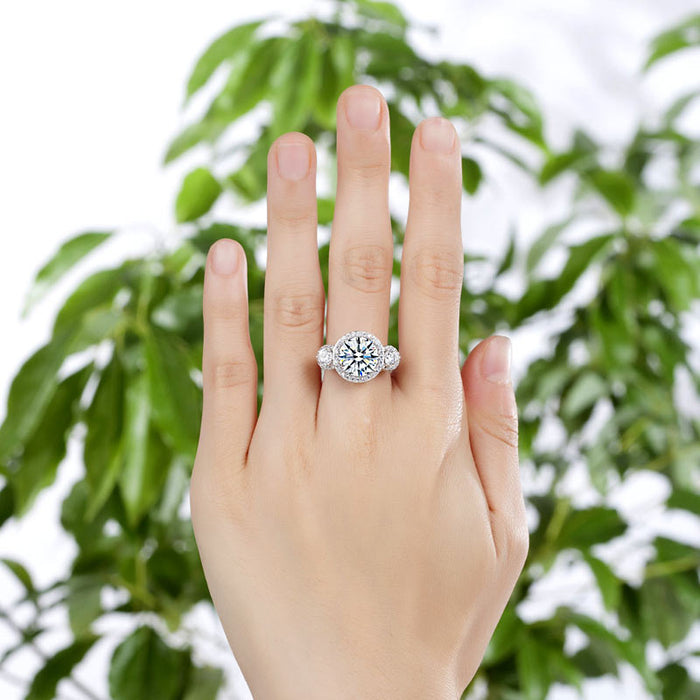 Three-Stone 925 Sterling Silver Promise Engagement Ring Vintage Victorian Art Deco 3.5 Ct XFR8236