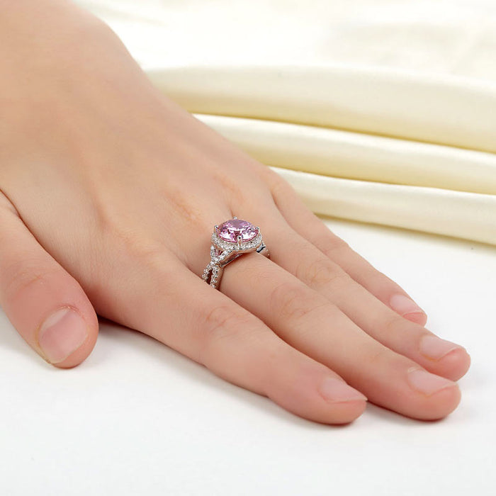 3 Carat Fancy Pink Simulated Diamond 925 Sterling Silver Wedding Engagement Luxury Ring Promise Anniversary XFR8242