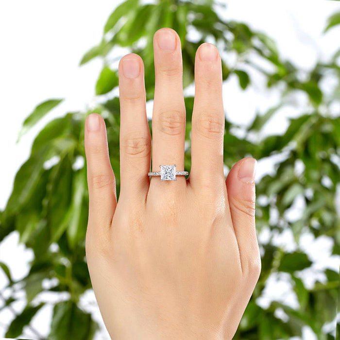 1.5 Ct Princess Cut Simulated Diamond 925 Sterling Silver Wedding Ring Engagement Promise Anniversary XFR8247