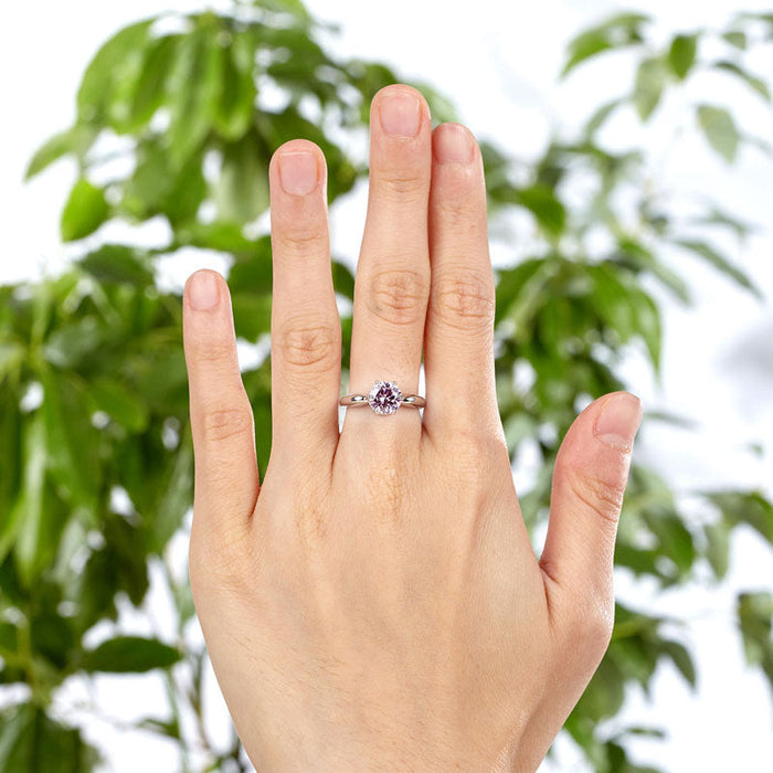 6 Claws Crown 925 Sterling Silver Wedding Promise Anniversary Ring 1.25 Ct Fancy Pink Simulated Diamond Jewelry XFR8262