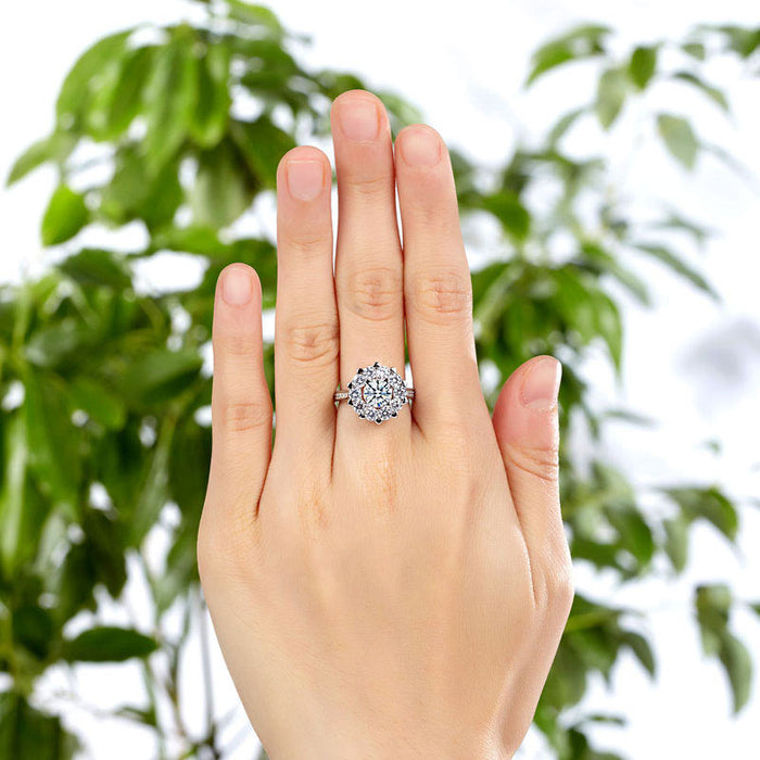 Snowflake 925 Sterling Silver Wedding Promise Anniversary Ring 1 Ct Simulated Diamond XFR8265