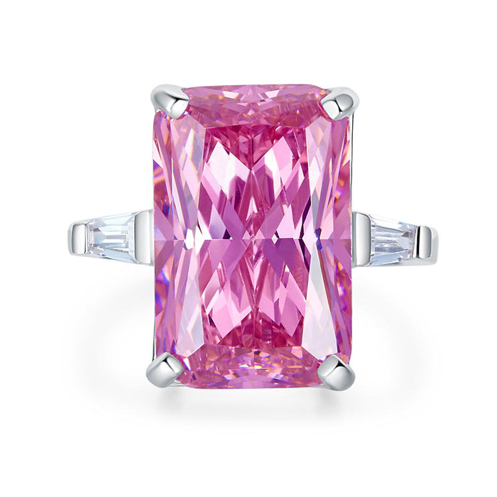 8.5 Carat Pink Simulated Diamante Stone Solid 925 Sterling Silver Ring Party Luxury Jewelry XFR8307