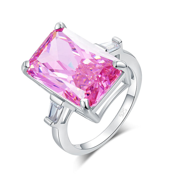 8.5 Carat Pink Simulated Diamante Stone Solid 925 Sterling Silver Ring Party Luxury Jewelry XFR8307