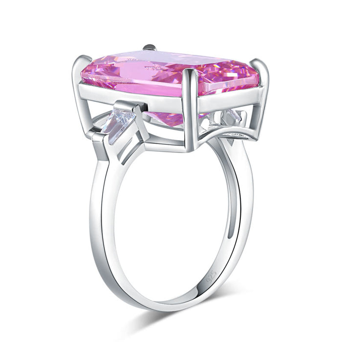 8.5 Carat Pink Simulated Diamante Stone Solid 925 Sterling Silver Ring Party Luxury Jewelry XFR8307