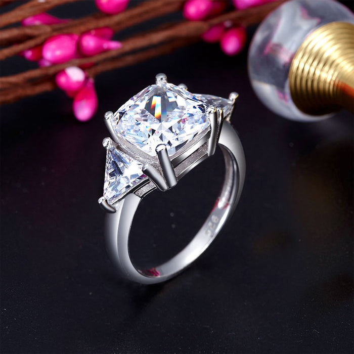Cushion Cut 4 Carat Solid 925 Sterling Silver Ring Party Luxury Jewelry Simulated Diamante XFR8310