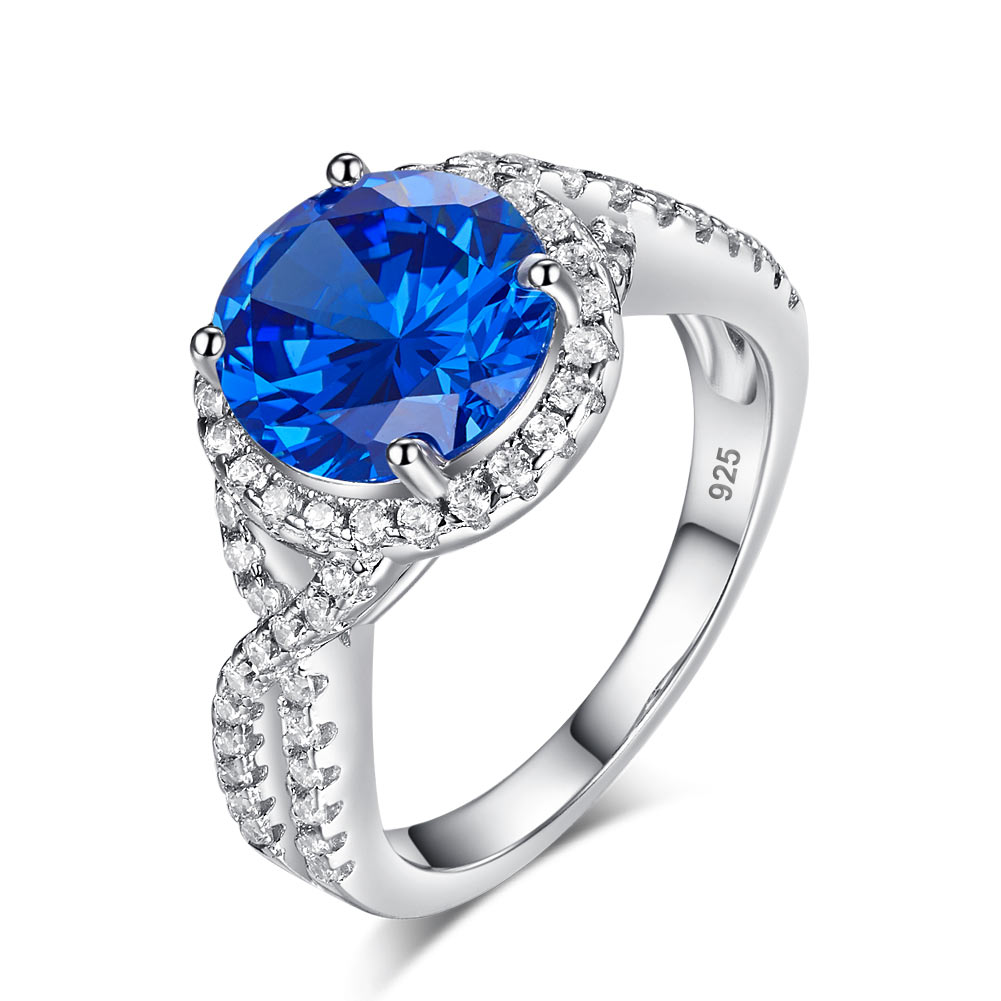 3 Carat Simulated Blue Sapphire 925 Sterling Silver Wedding Luxury Ring Anniversary XFR8314