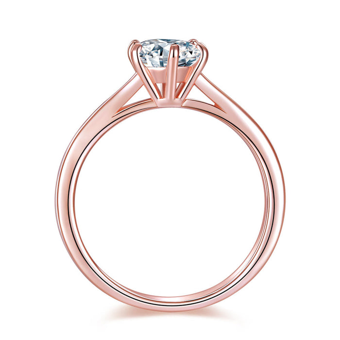1 Carat 6 Claws Wedding Engagement Ring Solitaire Solid 925 Sterling Silver Rose Gold Plated XFR8315