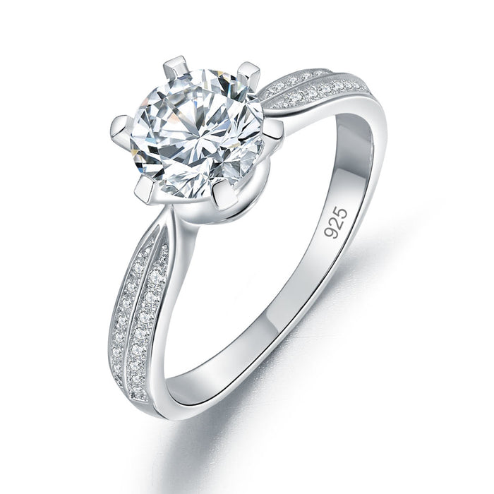 Engagement Crown Ring 925 Sterling Silver 1 Ct Simulated Diamond XFR8318