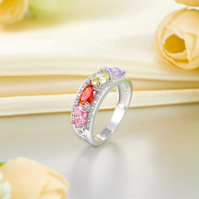 Wedding Band Multi-Color Stone Anniversary Solid 925 Sterling Silver Ring Jewelry XFR8320