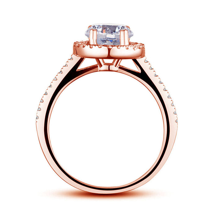 925 Sterling Silver Wedding Engagement Rose Gold Plated Ring Simulated Diamond XFR8326