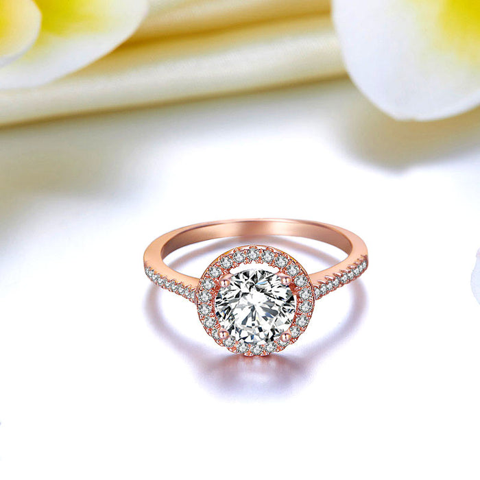 925 Sterling Silver Wedding Engagement Rose Gold Plated Ring Simulated Diamond XFR8326