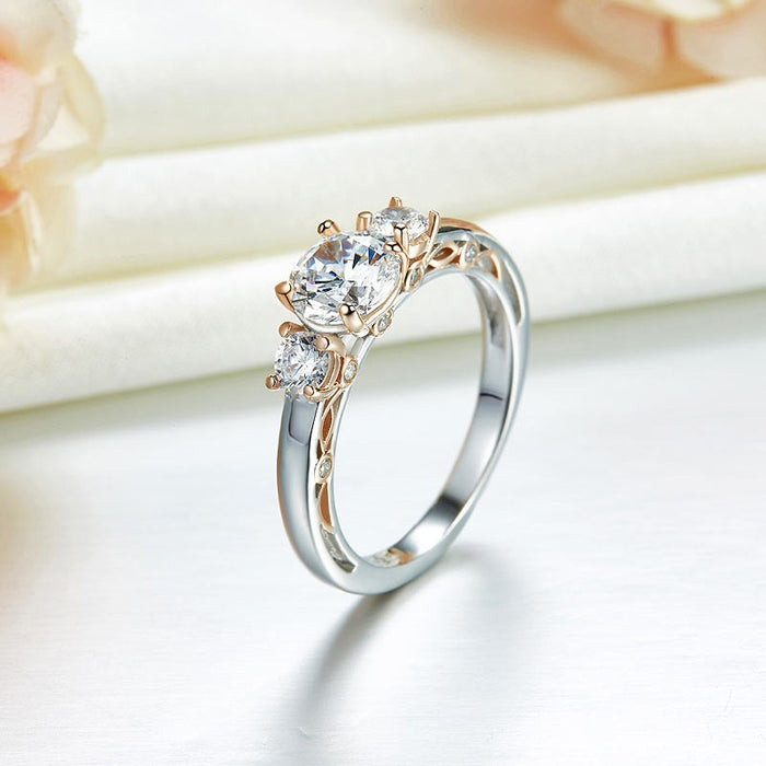 Solid 925 Sterling Silver Wedding Vintage Style Ring 1 Ct Two Tone Color XFR8331