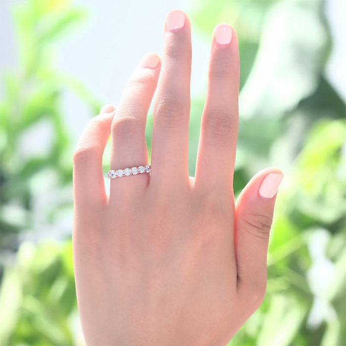 Solid 925 Sterling Silver Wedding Band Eternity Stacking Ring Rose Gold Plated XFR8332