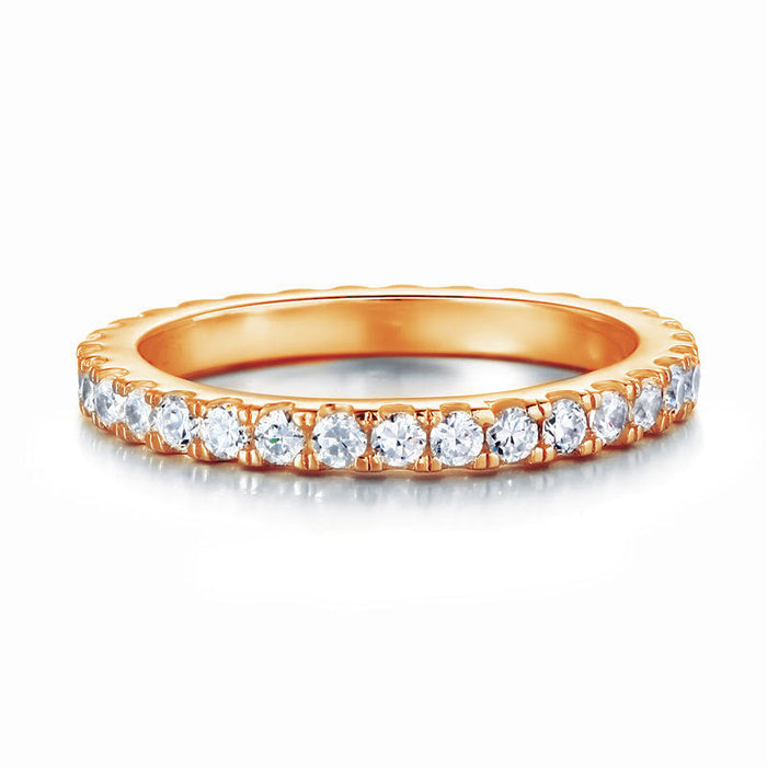 Eternity Ring Simulated Diamond Solid Sterling 925 Silver Rose Gold Plated Wedding Band  XFR8334