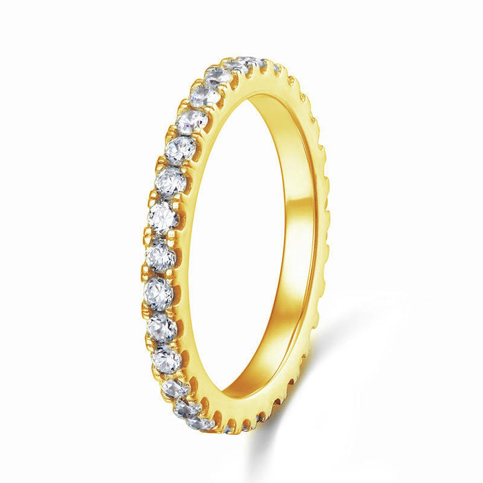 Eternity Ring Simulated Diamond Solid Sterling 925 Silver Yellow Gold Plated Wedding Band XFR8335