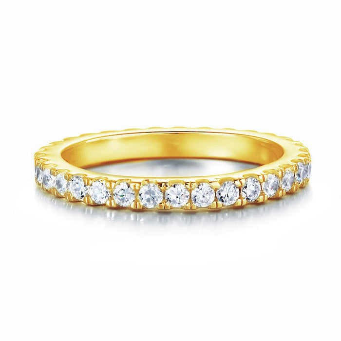 Eternity Ring Simulated Diamond Solid Sterling 925 Silver Yellow Gold Plated Wedding Band XFR8335
