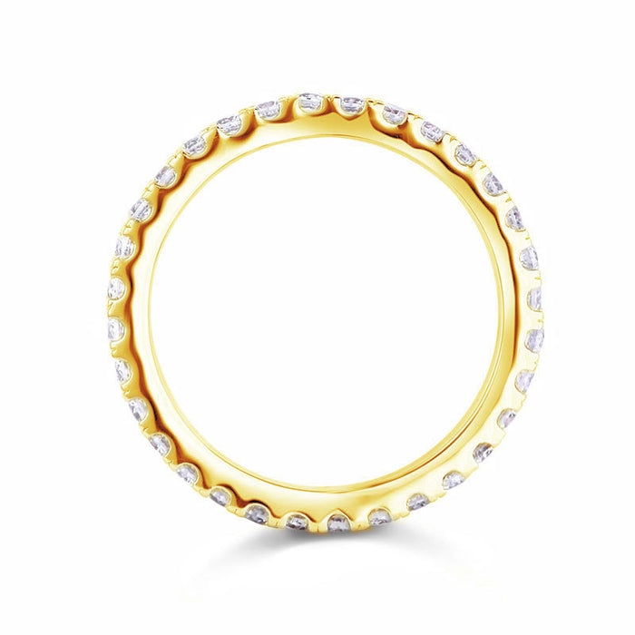 Eternity Ring Simulated Diamond Solid Sterling 925 Silver Yellow Gold Plated Wedding Band XFR8335