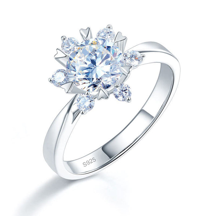 1 Carat Moissanite Diamond Flower Engagement 925 Sterling Silver Ring MFR8338
