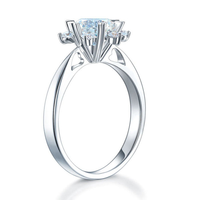 1 Carat Moissanite Diamond Flower Engagement 925 Sterling Silver Ring MFR8338