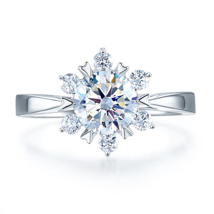 1 Carat Moissanite Diamond Flower Engagement 925 Sterling Silver Ring MFR8338