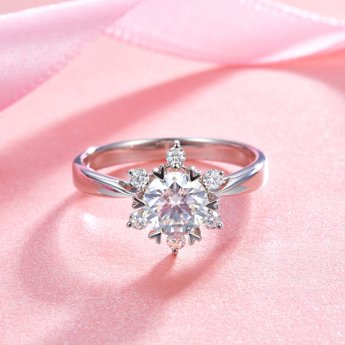 1 Carat Moissanite Diamond Flower Engagement 925 Sterling Silver Ring MFR8338