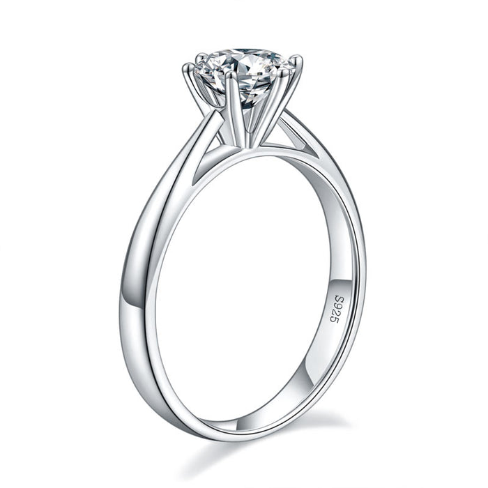 1 Carat Moissanite Diamond Classic 6 Claws Engagement 925 Sterling Silver Ring MFR8339