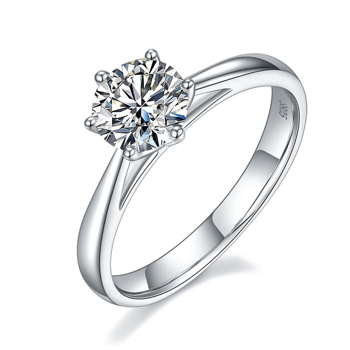 1 Carat Moissanite Diamond Classic 6 Claws Engagement 925 Sterling Silver Ring MFR8339