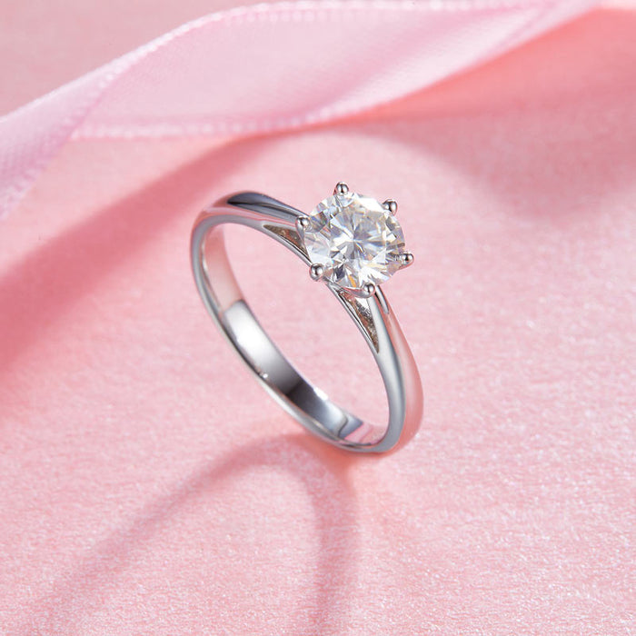1 Carat Moissanite Diamond Classic 6 Claws Engagement 925 Sterling Silver Ring MFR8339
