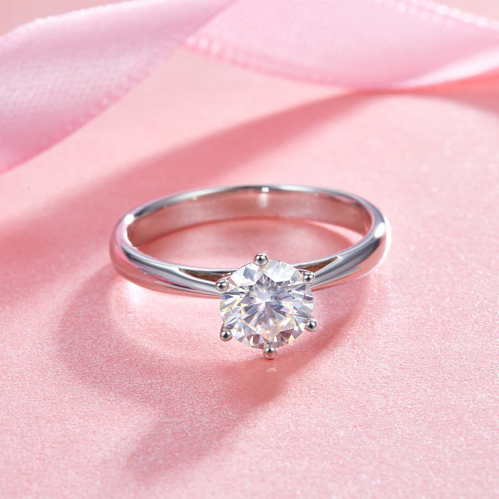1 Carat Moissanite Diamond Classic 6 Claws Engagement 925 Sterling Silver Ring MFR8339
