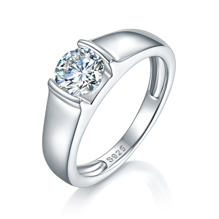 Men's Ring Moissanite Diamond 1 Carat Engagement 925 Sterling Silver MFR8353
