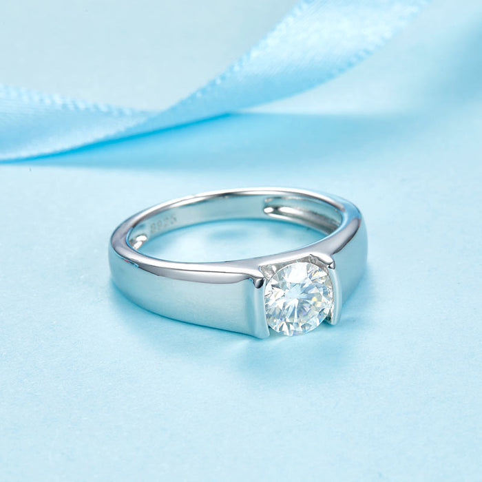 Men's Ring Moissanite Diamond 1 Carat Engagement 925 Sterling Silver MFR8353